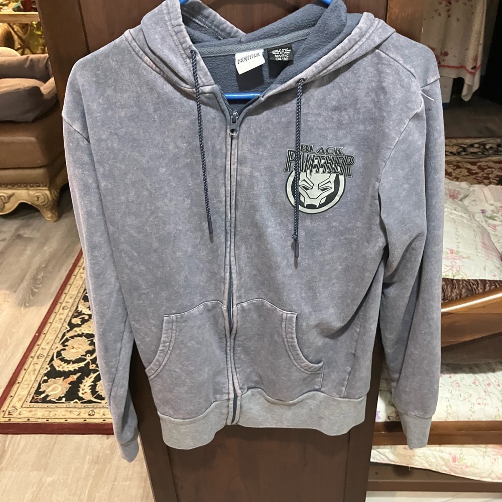 Marvel Black Panther Light Gray Zip-Up Hoodie